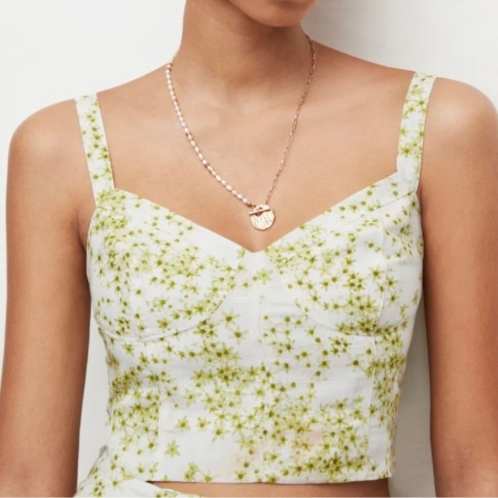 New All Saints Cassia Amanzi Printed Bustier Floral Bralette Crop Top Sz 10 $169